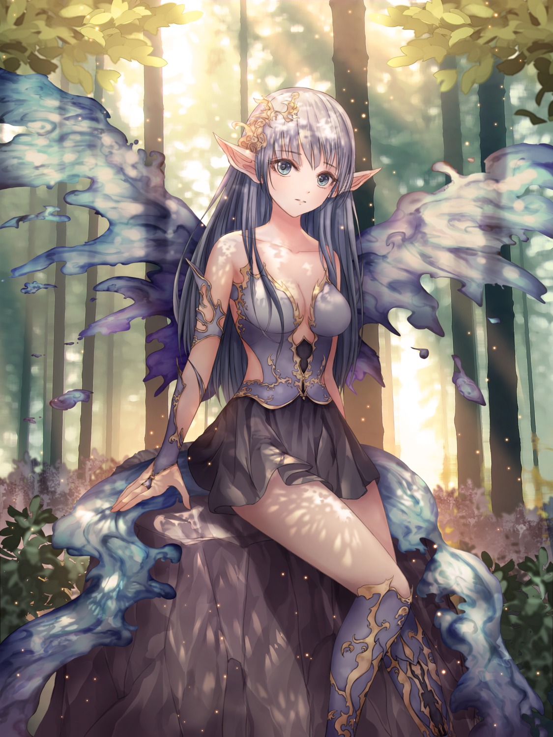 cleavage fairy no_bra pointy_ears smi wings