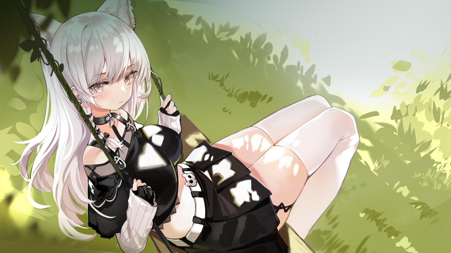 animal_ears nekomimi see_through skirt_lift thighhighs wallpaper youmu_(tomgoku2)