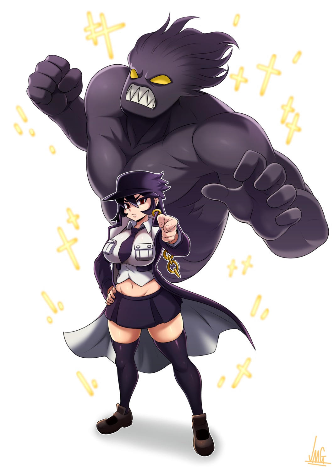 cosplay filia_(skullgirls) jmg jojo's_bizarre_adventure skullgirls thighhighs uniform