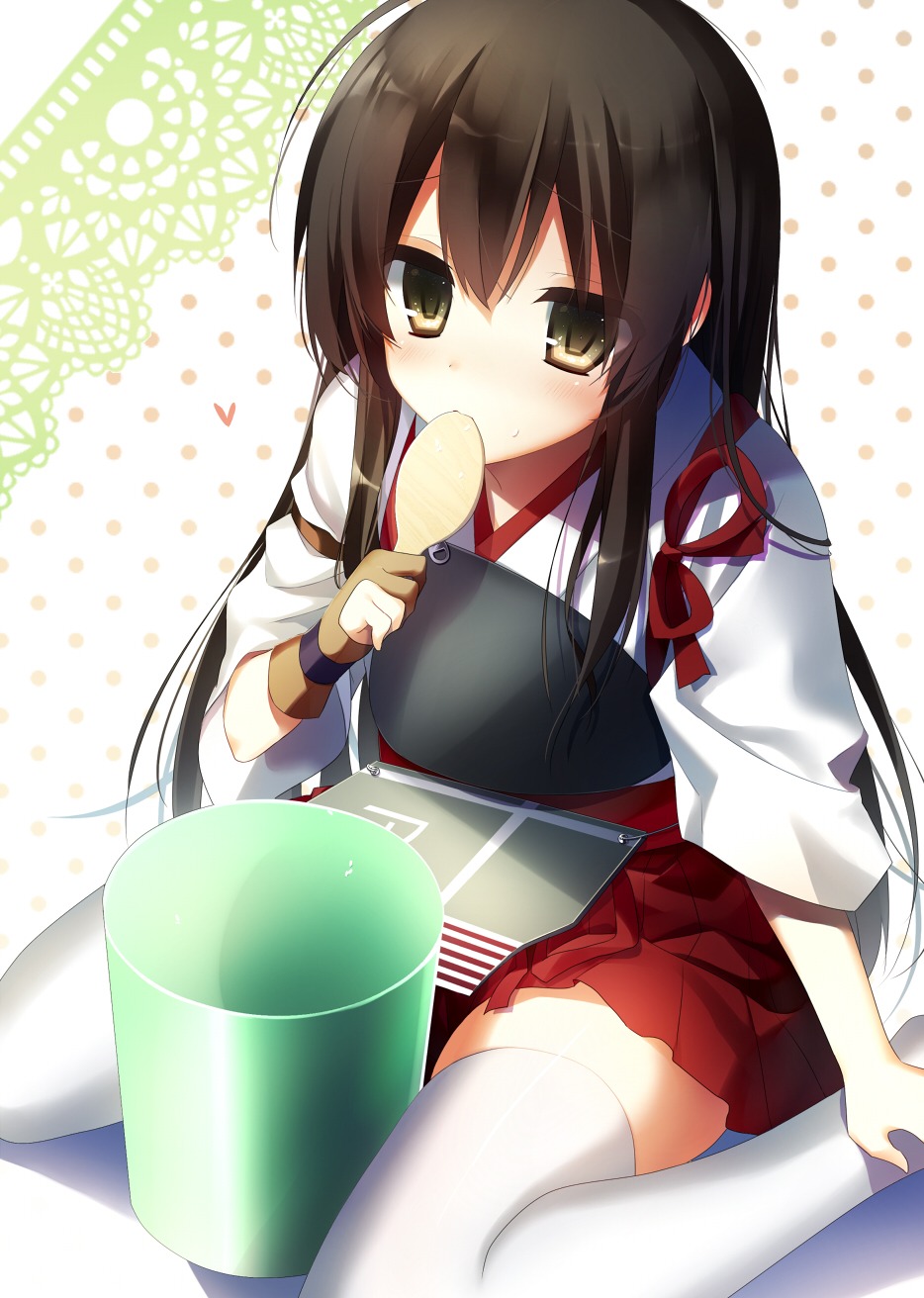 akagi_(kancolle) kantai_collection thighhighs yoruneko