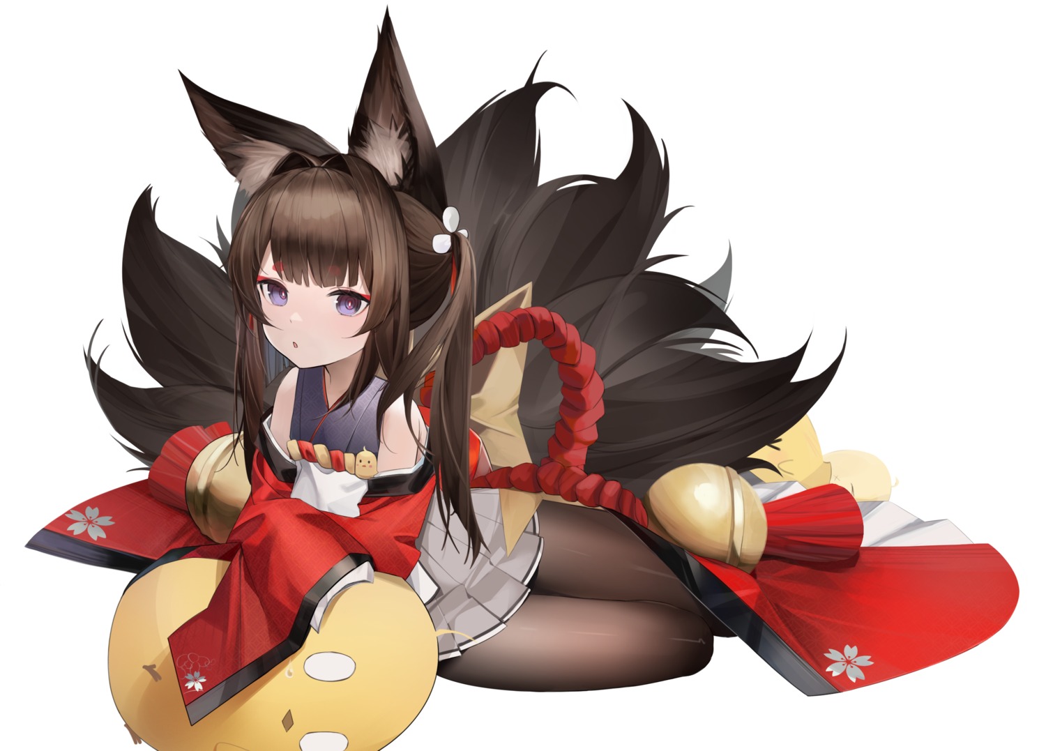 afpl_(parrotz4) amagi-chan_(azur_lane) amagi_(azur_lane) animal_ears azur_lane japanese_clothes kitsune manjuu_(azur_lane) pantyhose tail