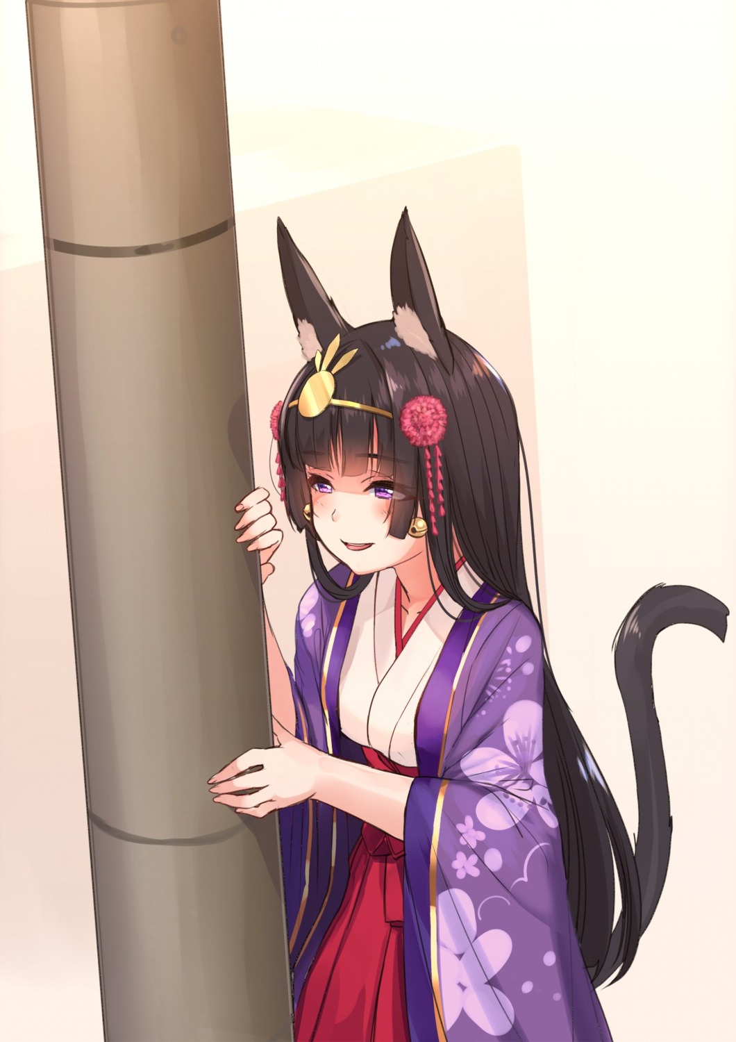 akasa_ai animal_ears japanese_clothes tail