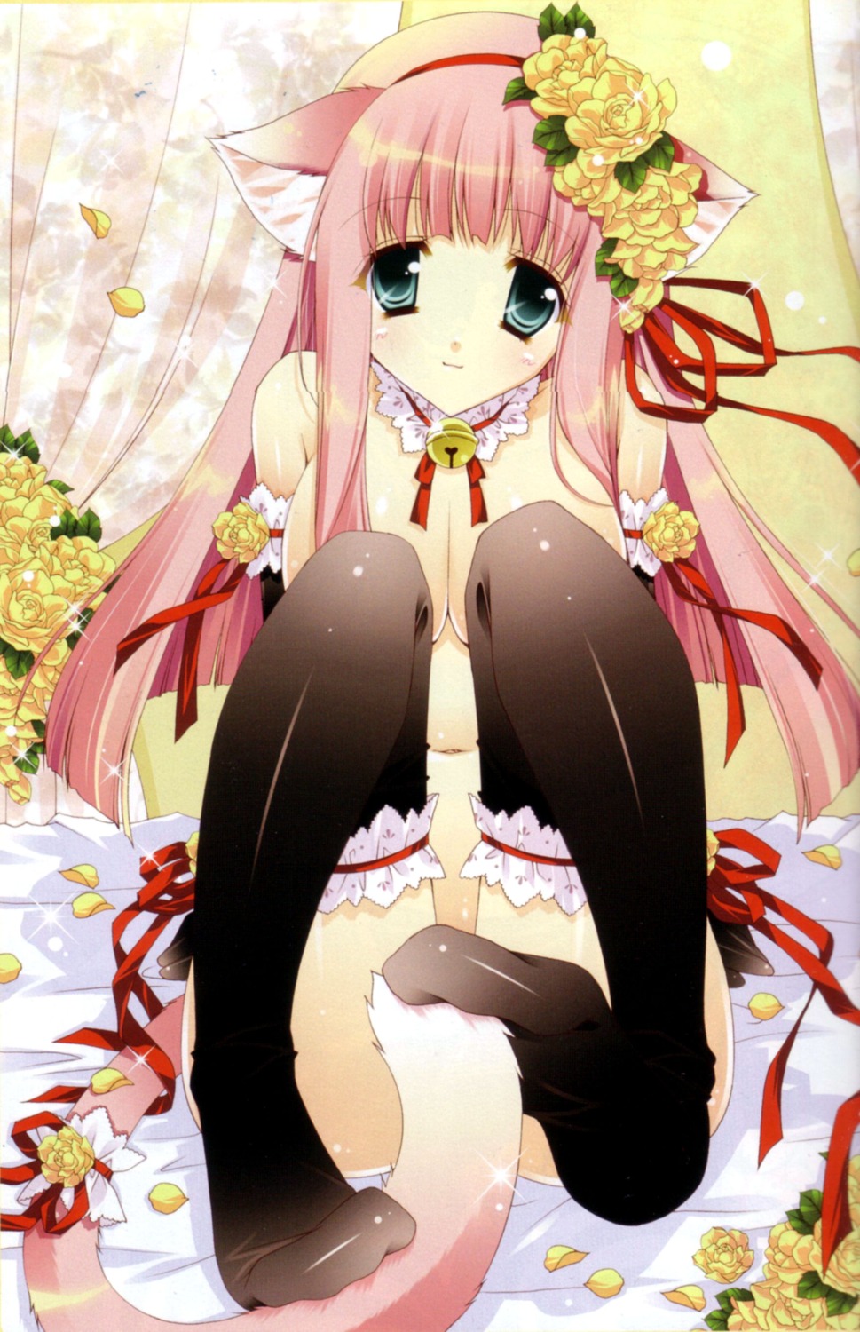 animal_ears bleed_through garter naked nekomimi shigunyan tail thighhighs