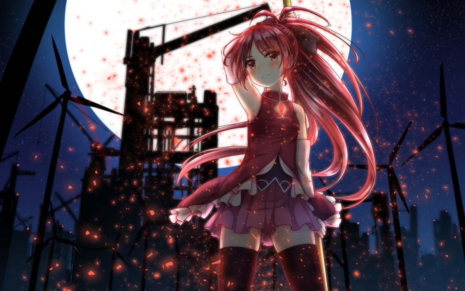 dress puella_magi_madoka_magica sakura_kyouko thighhighs uneune weapon