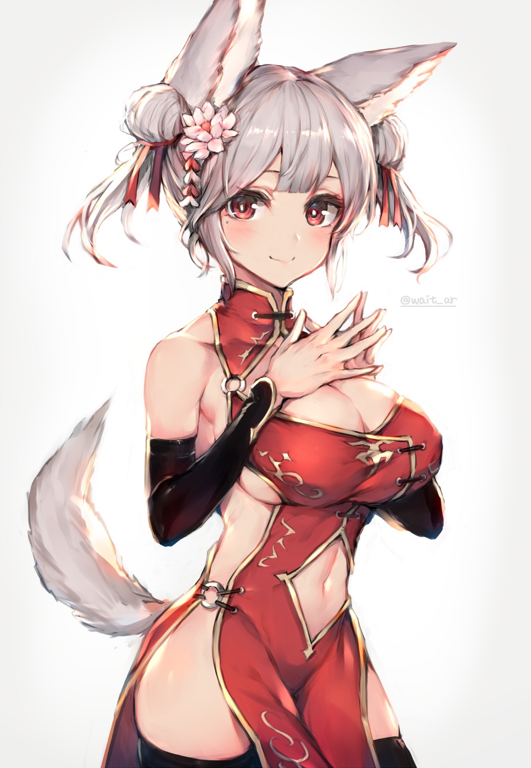 animal_ears chinadress cleavage oyu_(sijimisizimi) tail thighhighs