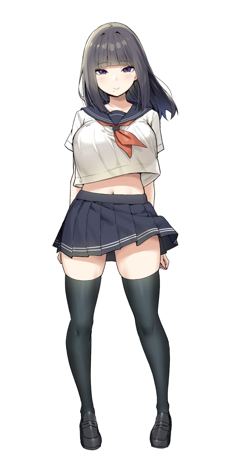 see_through seifuku skirt_lift sky-freedom thighhighs