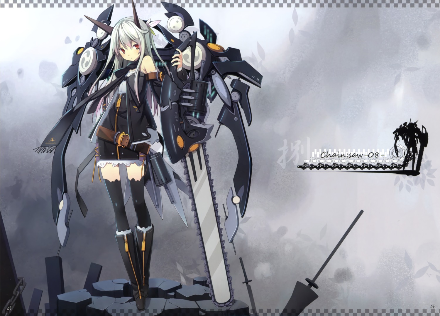 asahiage chainsaw jpeg_fix mecha_musume poco thighhighs