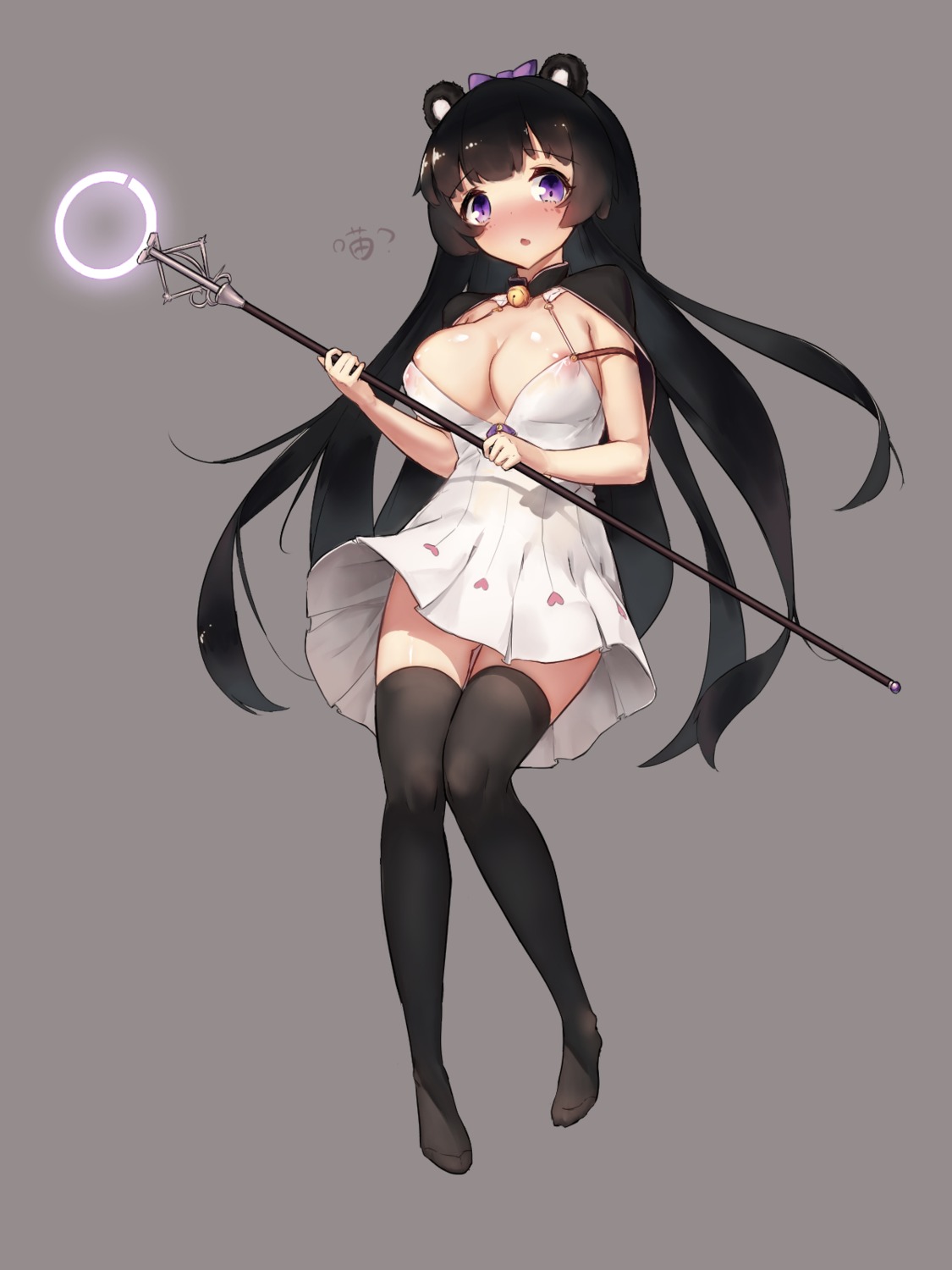 animal_ears dress nipples no_bra see_through skirt_lift thighhighs weapon yashemao_qishi