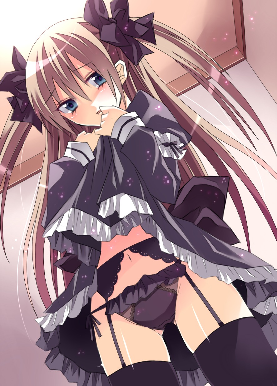 garter_belt lyric maid pantsu skirt_lift stockings thighhighs