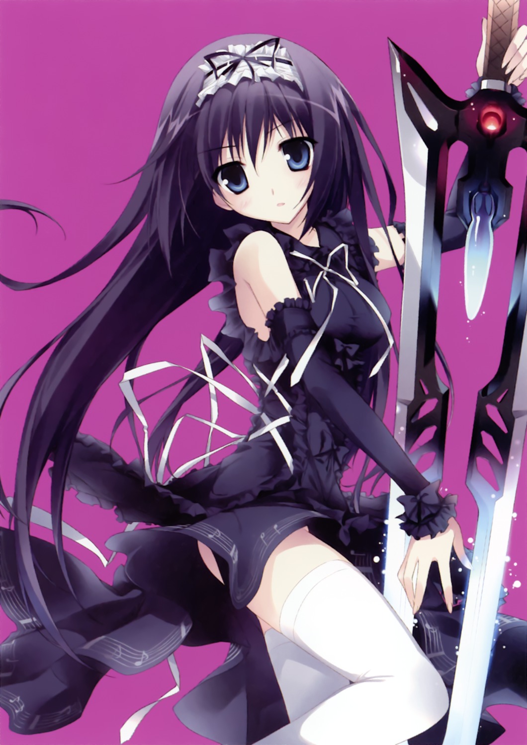 dress karory lolita_fashion nishina_mikoto phantom_breaker skirt_lift sword thighhighs