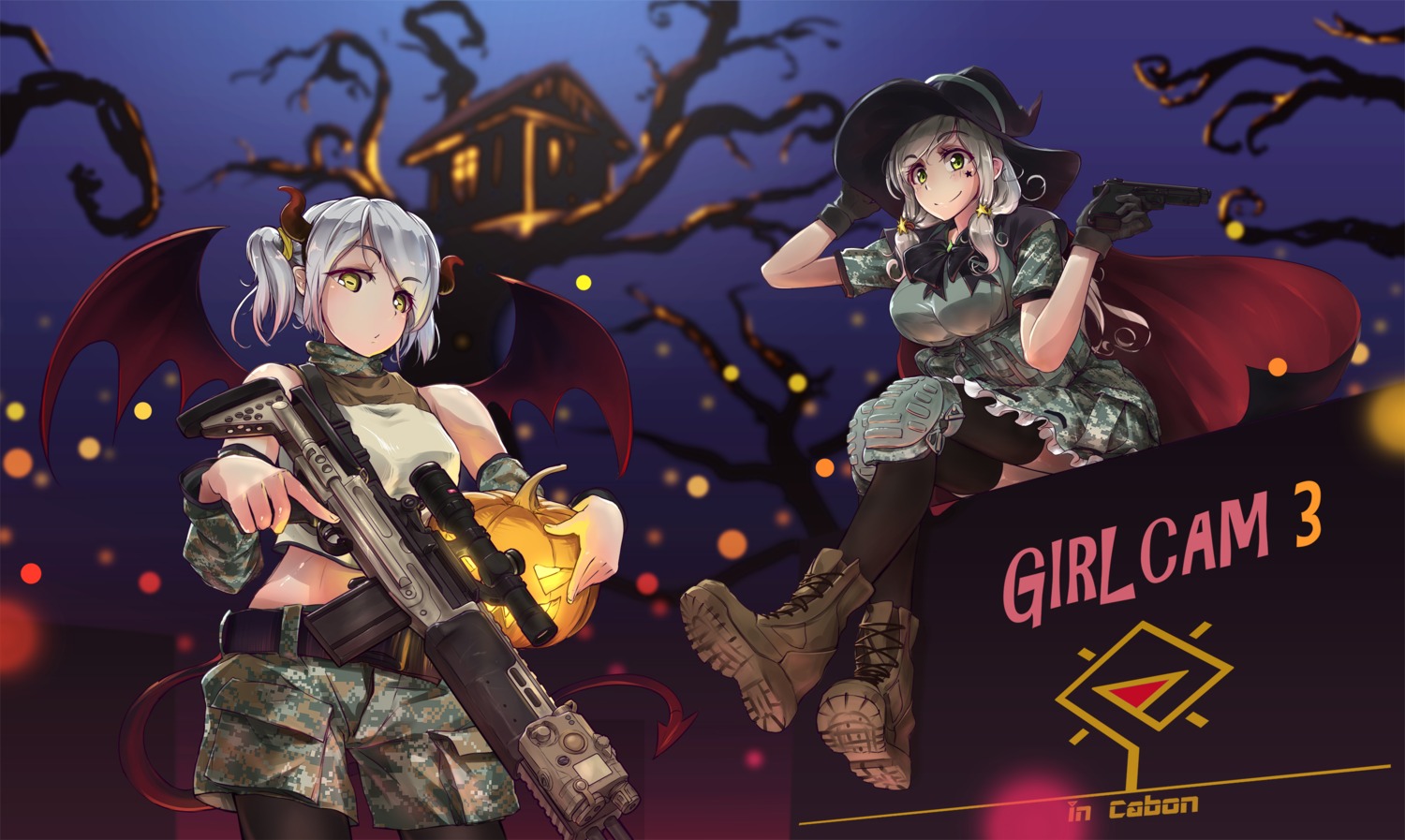 devil gun halloween horns tail tanto_(tc1995) thighhighs wings witch
