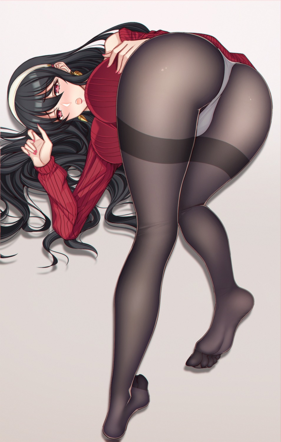 ass feet manna_(pixiv8805037) pantsu pantyhose spy_x_family sweater thong yor_briar