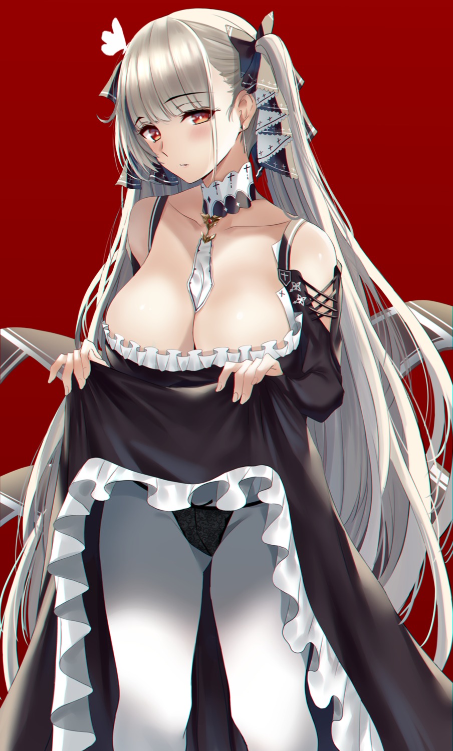 azur_lane cleavage formidable_(azur_lane) gothic_lolita lolita_fashion nick_(nikek96) pantsu pantyhose skirt_lift