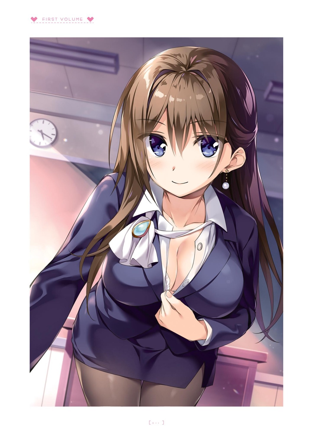 boku_no_kanojo_sensei bra business_suit cleavage fujiki_maka open_shirt oryou pantyhose undressing