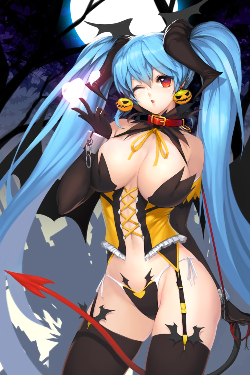 cleavage devil halloween luthica_preventer pantsu snowball stockings string_panties sword_girls tail thighhighs wings