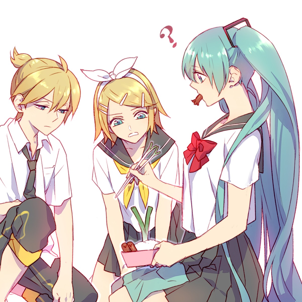 hatsune_miku kagamine_len kagamine_rin kazari_tayu seifuku vocaloid