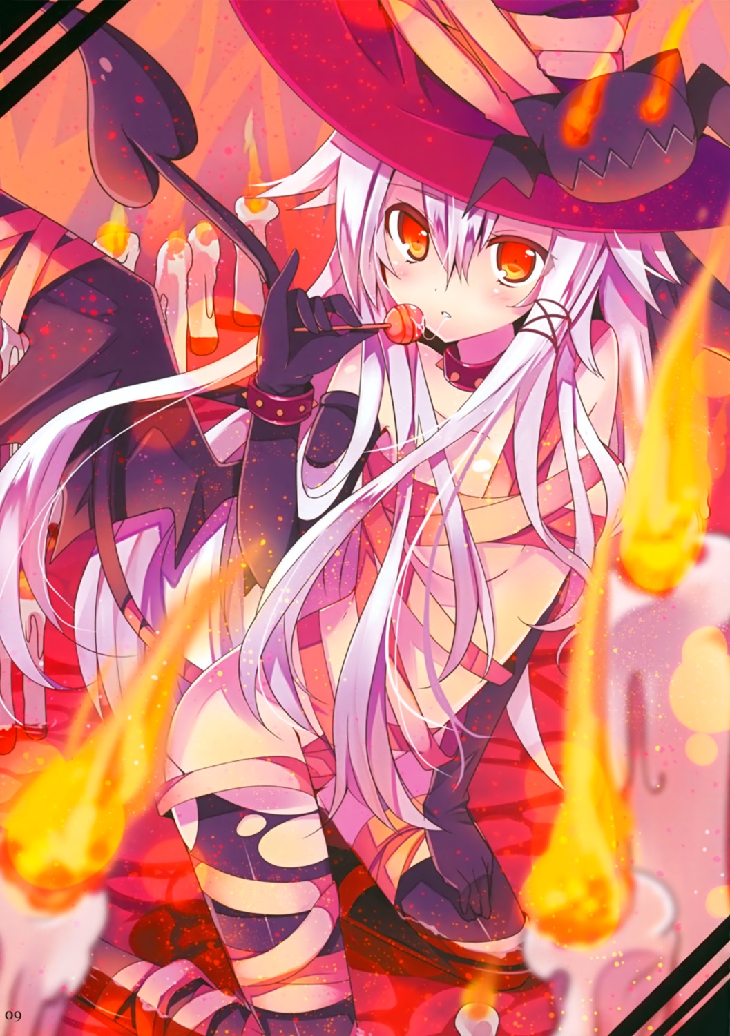 ancerise_sacred halloween mishima_kurone naked_ribbon shiropro tail thighhighs torn_clothes wings