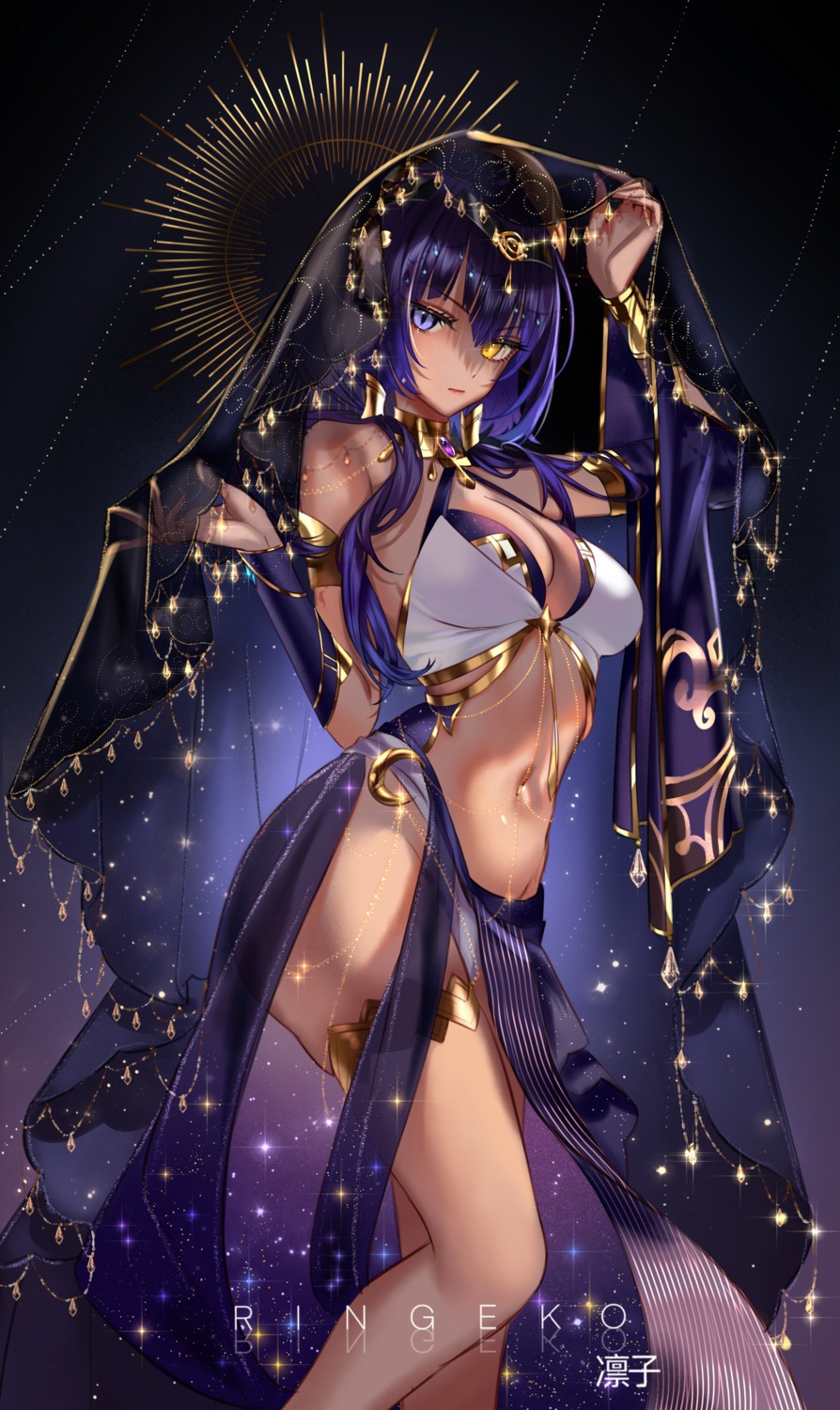 bikini_armor candace garter genshin_impact heterochromia ringeko-chan