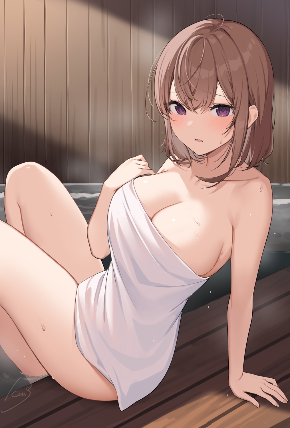 ikomochi naked onsen towel wet