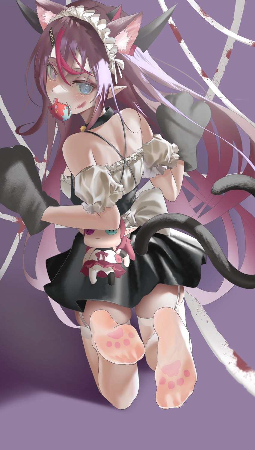 animal_ears chibi devil feet heterochromia hololive hololive_english horns irys_(hololive) maid nekomimi pointy_ears stockings tagme tail thighhighs wings