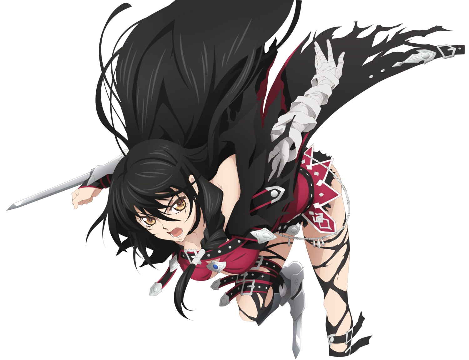 bandages cleavage no_bra tagme tales_of tales_of_berseria thighhighs torn_clothes velvet_crowe weapon