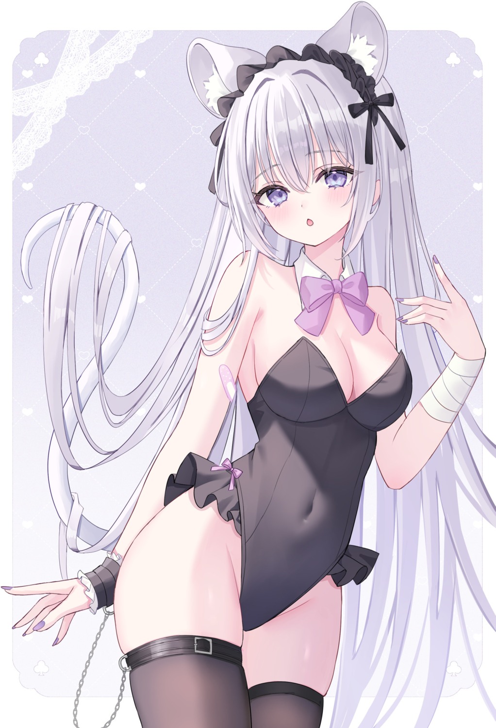 animal_ears bandages leotard no_bra suineco tail thighhighs