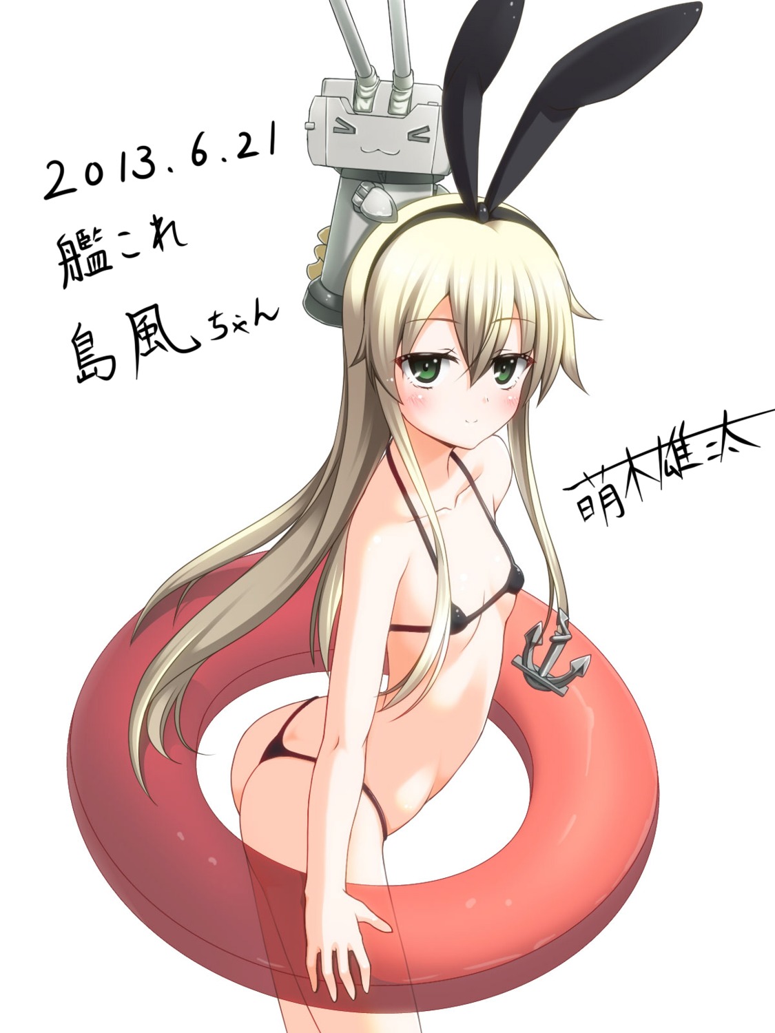 animal_ears bikini bunny_ears kantai_collection loli moeki_yuuta rensouhou-chan shimakaze_(kancolle) swimsuits thong