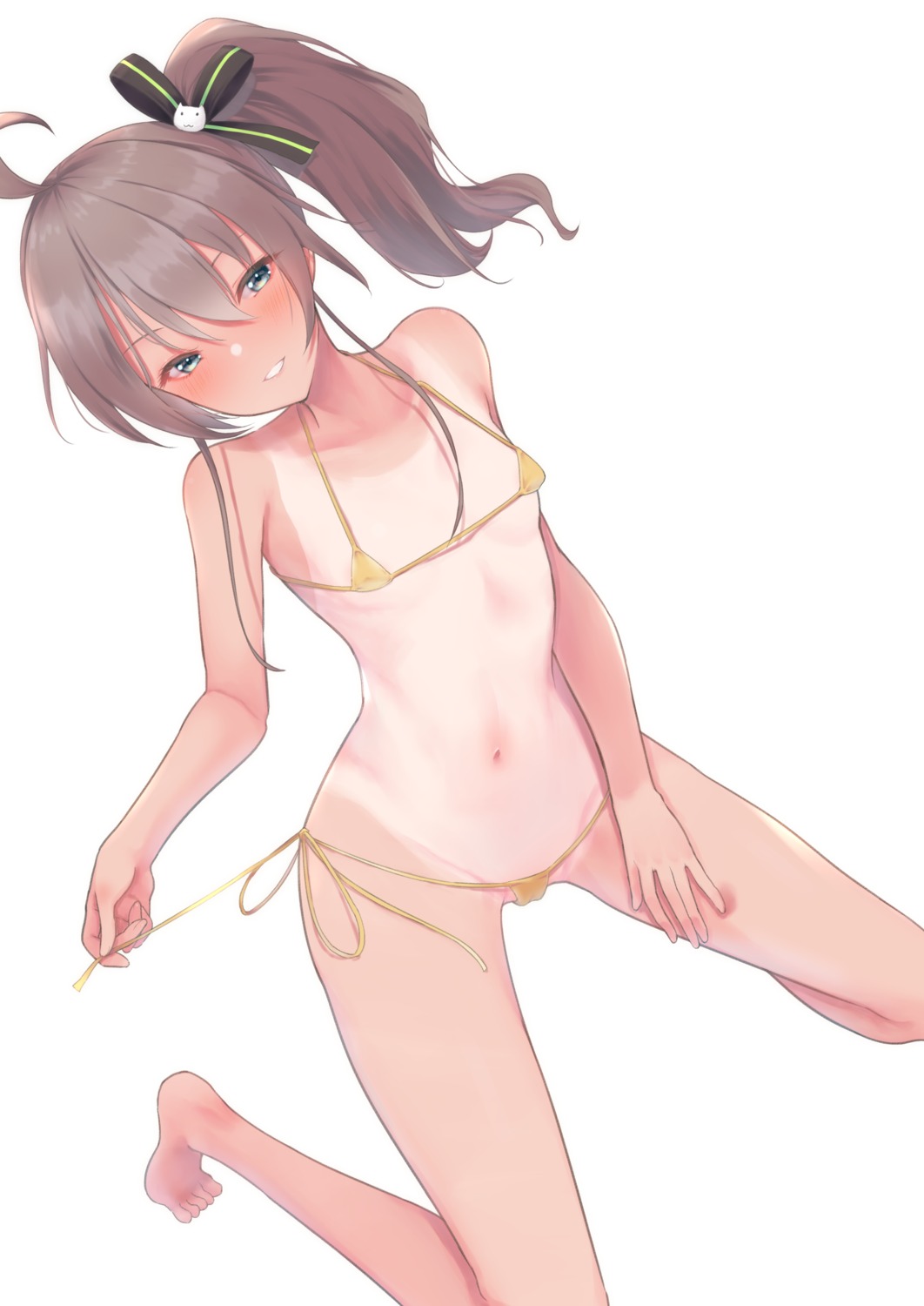 bikini cameltoe erect_nipples hololive ichi-go natsuiro_matsuri panty_pull swimsuits tan_lines undressing