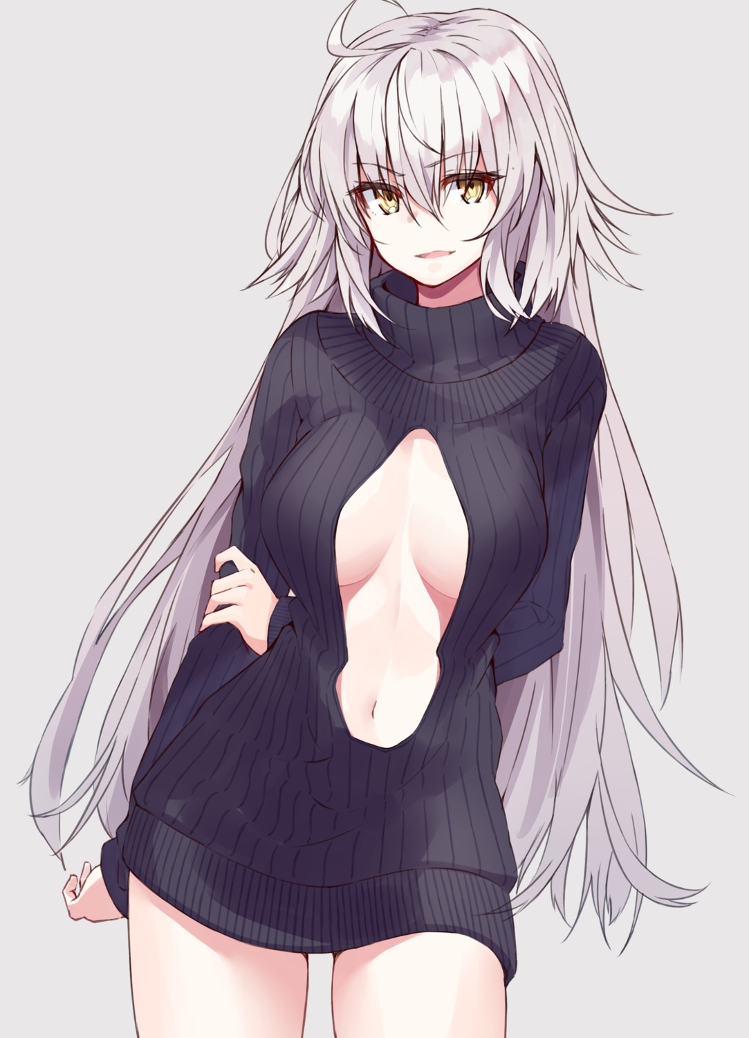 fate/grand_order jeanne_d'arc jeanne_d'arc_(alter)_(fate) no_bra sweater syunichi