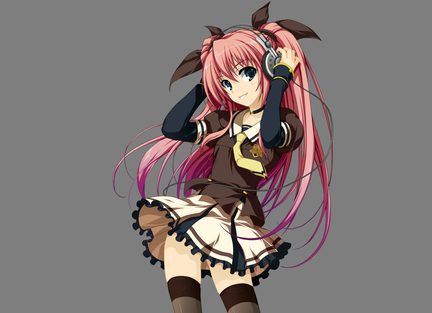 akatsuki_no_goei headphones nikaidou_reika seifuku thighhighs tomose_shunsaku transparent_png