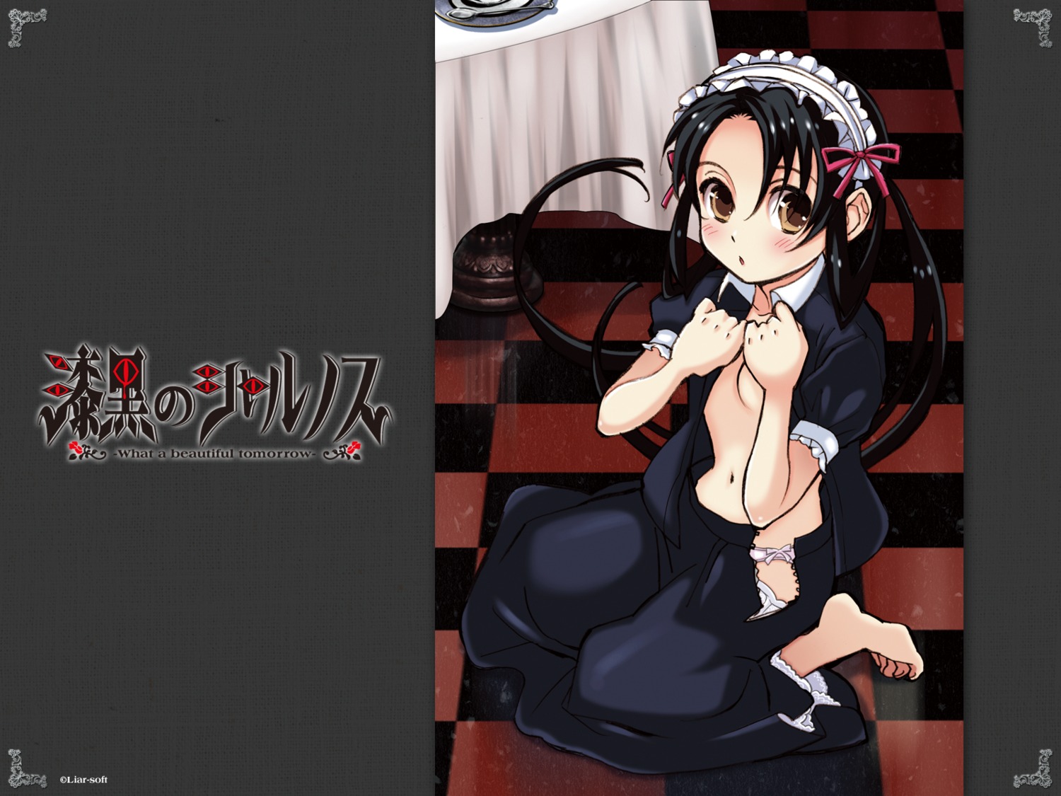 akira_(kaned_fools) angelica_derleth maid no_bra shikkoku_no_sharnoth undressing wallpaper