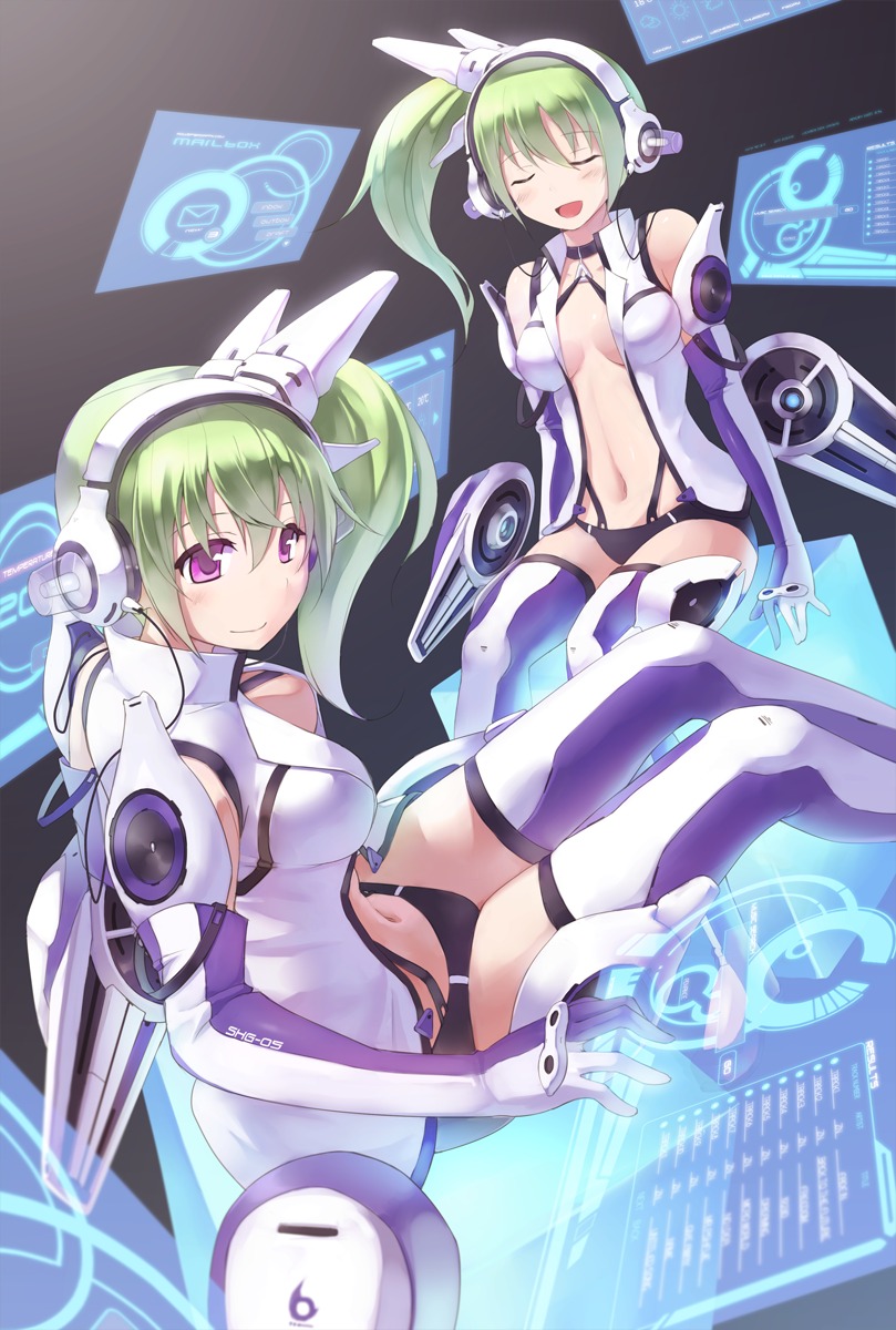 cleavage headphones mecha_musume thighhighs zenn