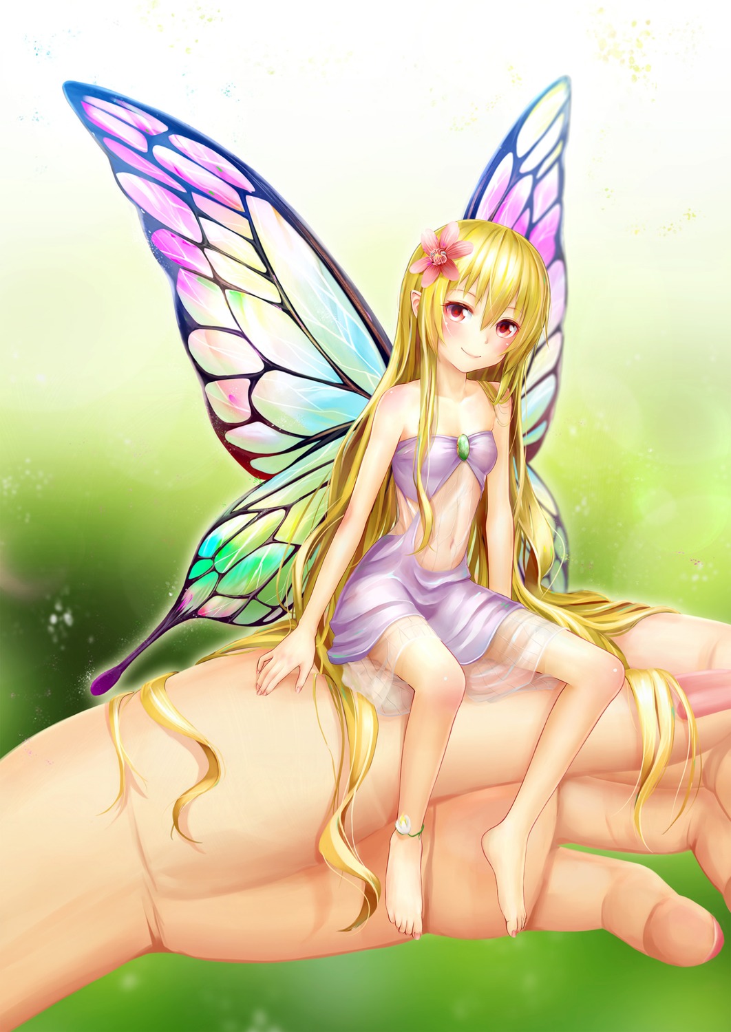 cleavage dress fairy feet see_through vvsl wings