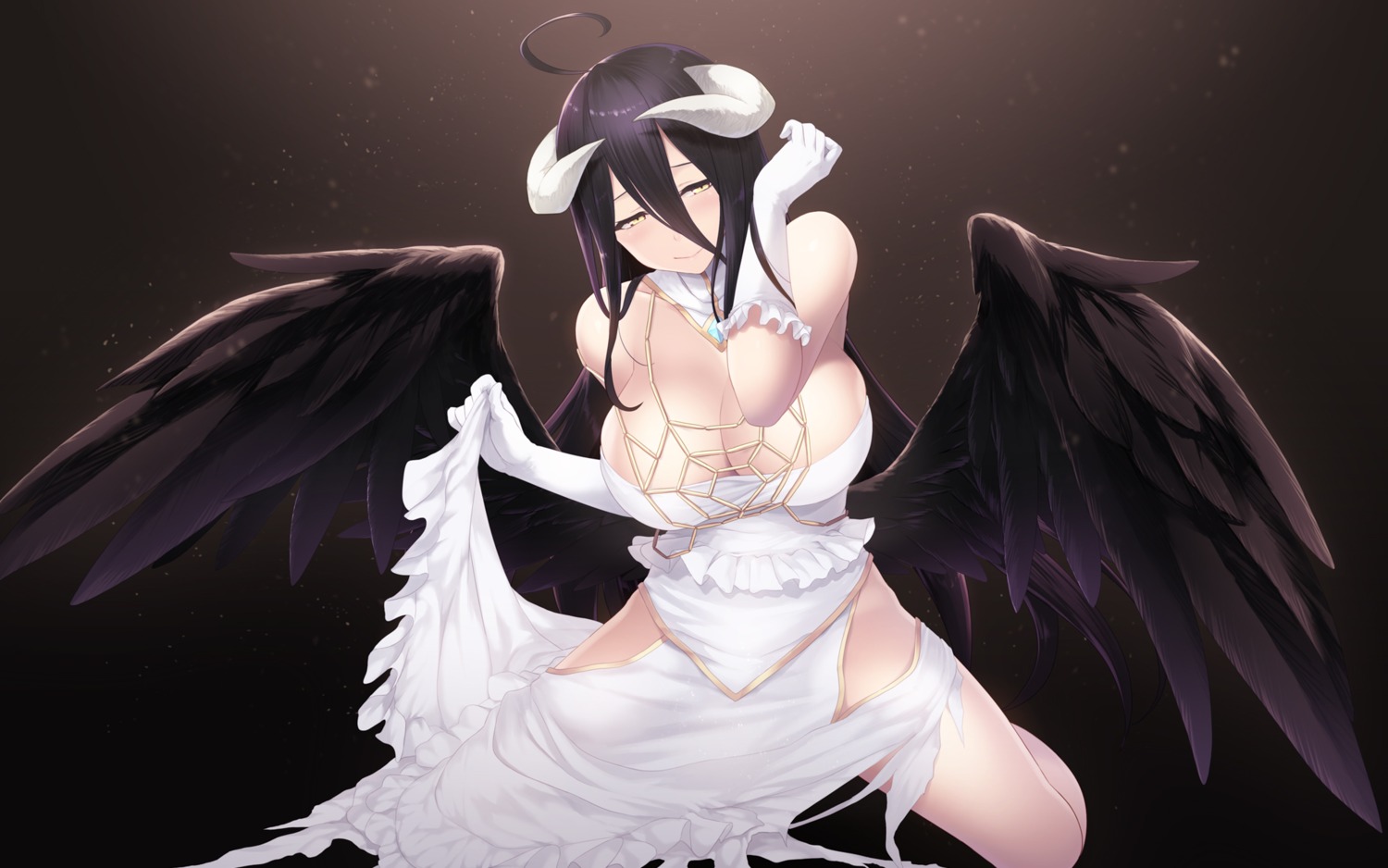 albedo_(overlord) cait dress horns overlord wallpaper wings