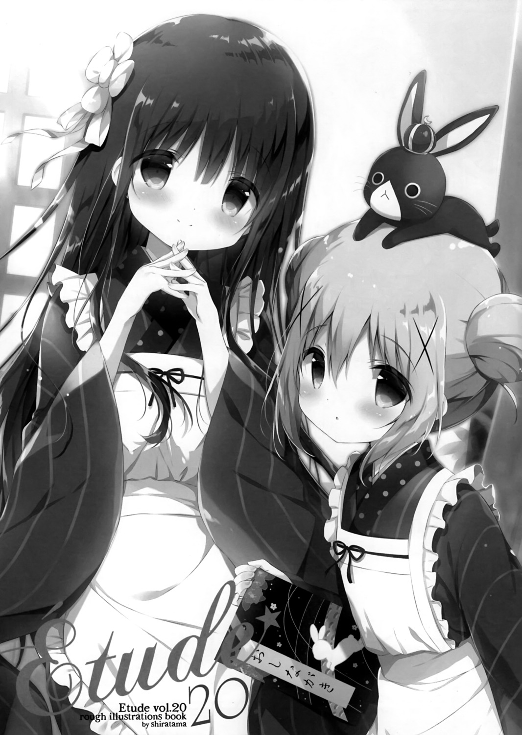 anko_(gochuumon_wa_usagi_desuka?) gochuumon_wa_usagi_desu_ka? kafuu_chino maid monochrome shiratama shiratamaco ujimatsu_chiya wa_maid