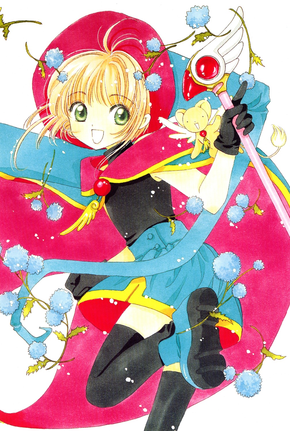 card_captor_sakura clamp kerberos kinomoto_sakura thighhighs weapon