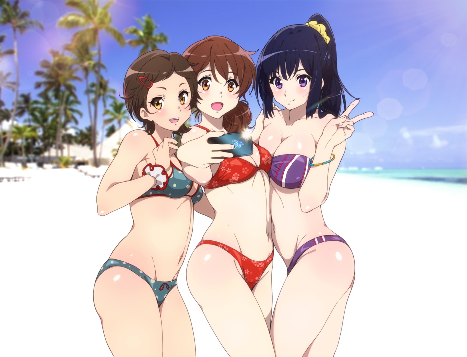 bikini cleavage hibike!_euphonium katou_hazuki_(hibike!_euphonium) kousaka_reina oumae_kumiko photo sbel02 selfie swimsuits