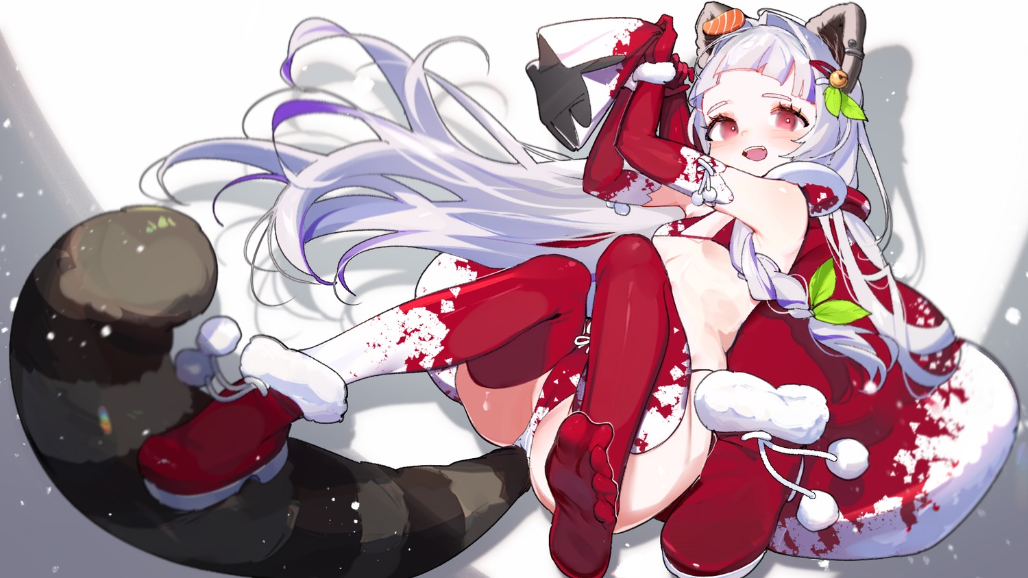 animal_ears bra cameltoe christmas ejami feet loli pantsu tail thighhighs thong wallpaper