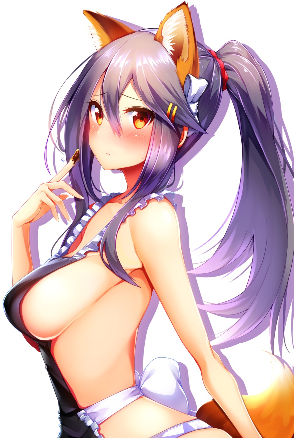 animal_ears haruna_(kancolle) kantai_collection naked_apron pantsu tail tsukui_kachou