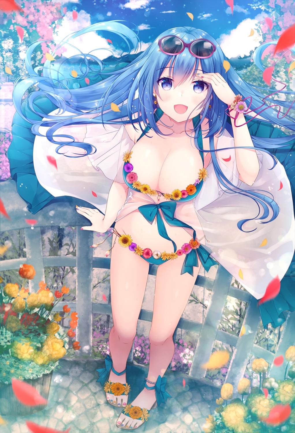 azu_torako bikini emori_miku emori_miku_project megane open_shirt swimsuits