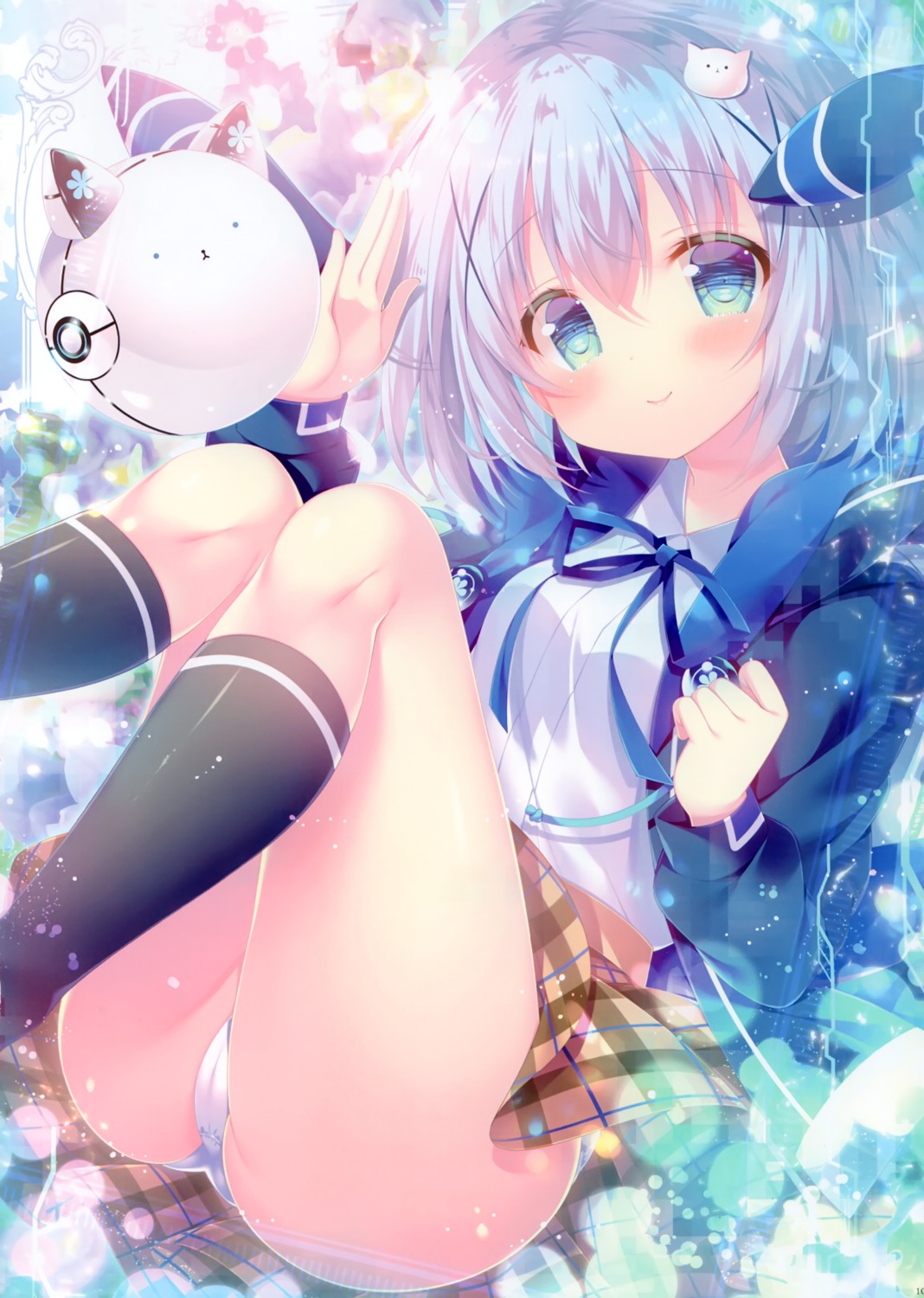 cameltoe gochuumon_wa_usagi_desu_ka? hachimitsu_shoujo kafuu_chino mitsumomo_mamu pantsu skirt_lift thighhighs