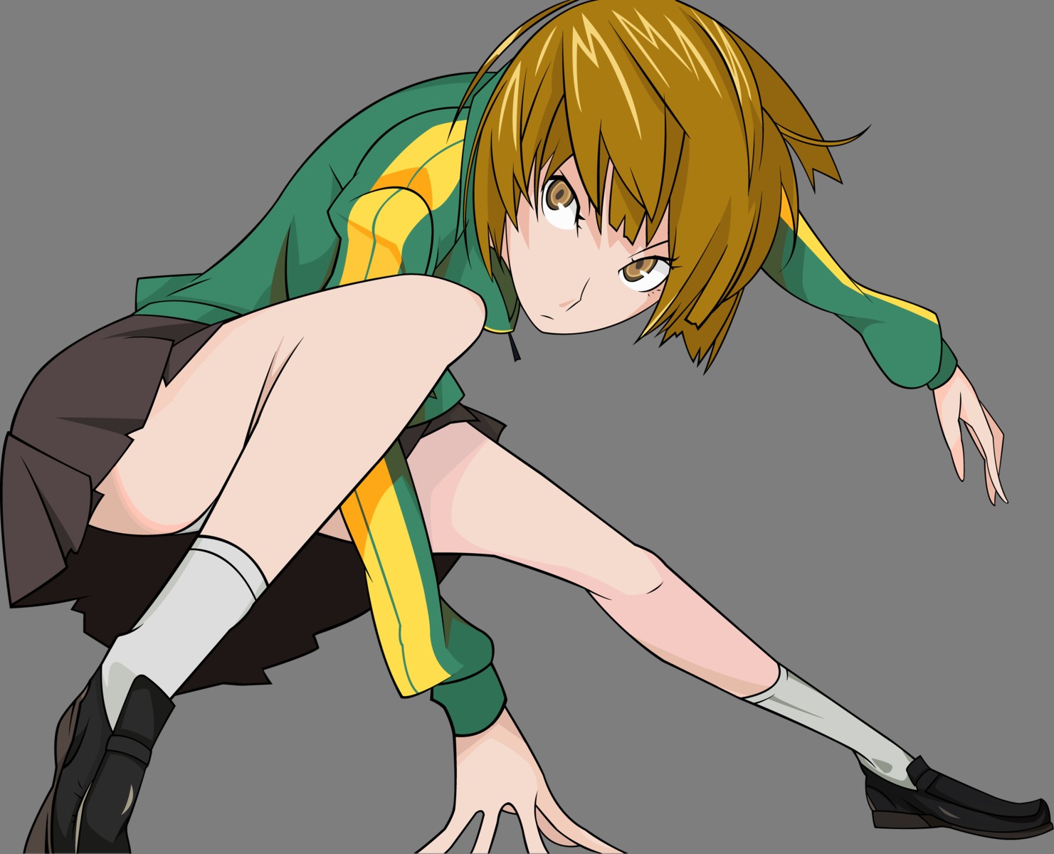 megaten pantsu persona persona_4 satonaka_chie seifuku transparent_png vector_trace