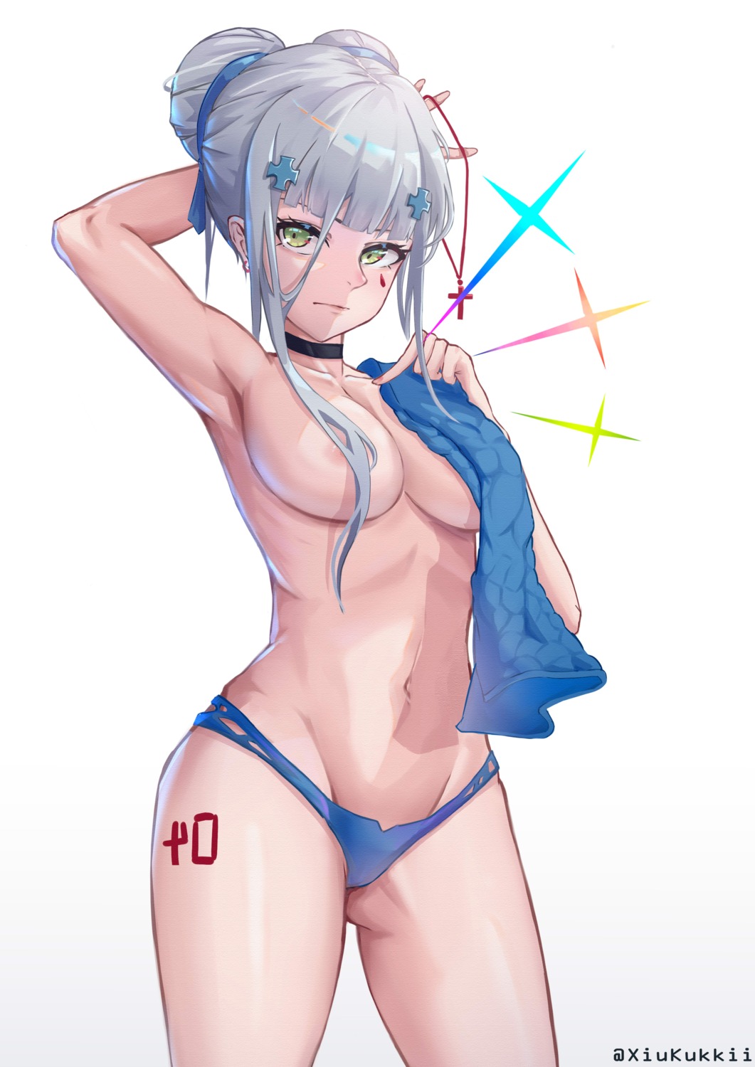 areola girls_frontline hk416_(girls_frontline) pantsu tattoo topless xiu_kukkii