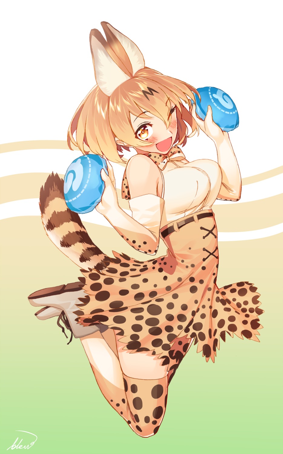 animal_ears blew_andwhite kemono_friends serval tail thighhighs