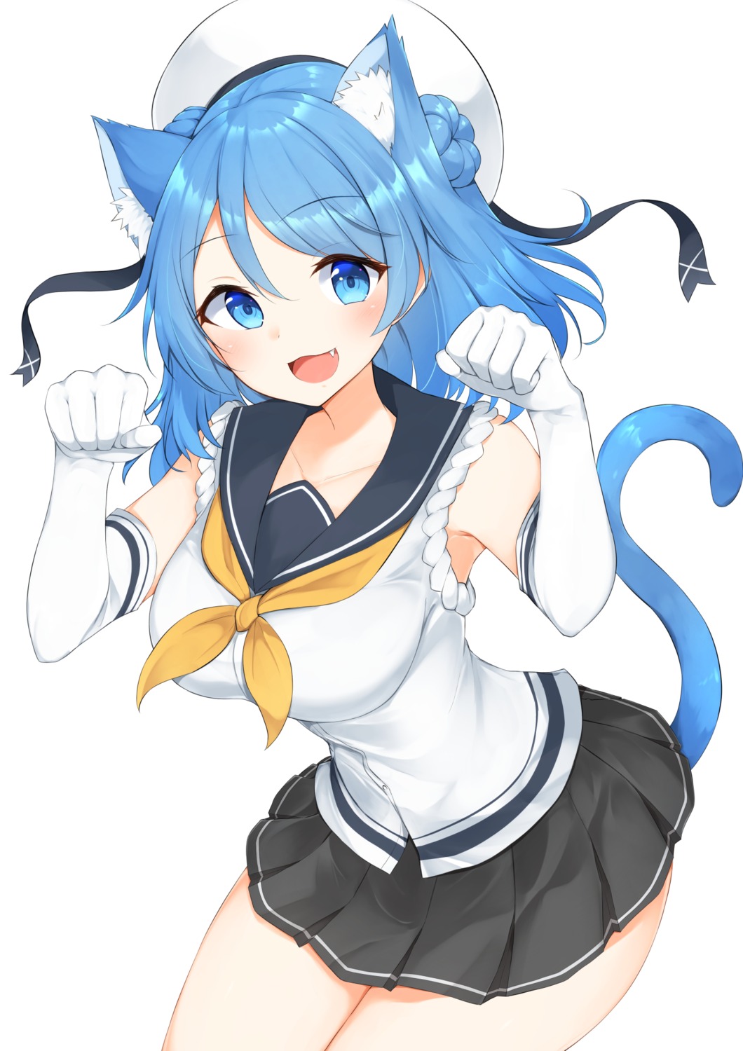 animal_ears kantai_collection nekomimi sakikumo_(sakumo) seifuku tail urakaze_(kancolle)