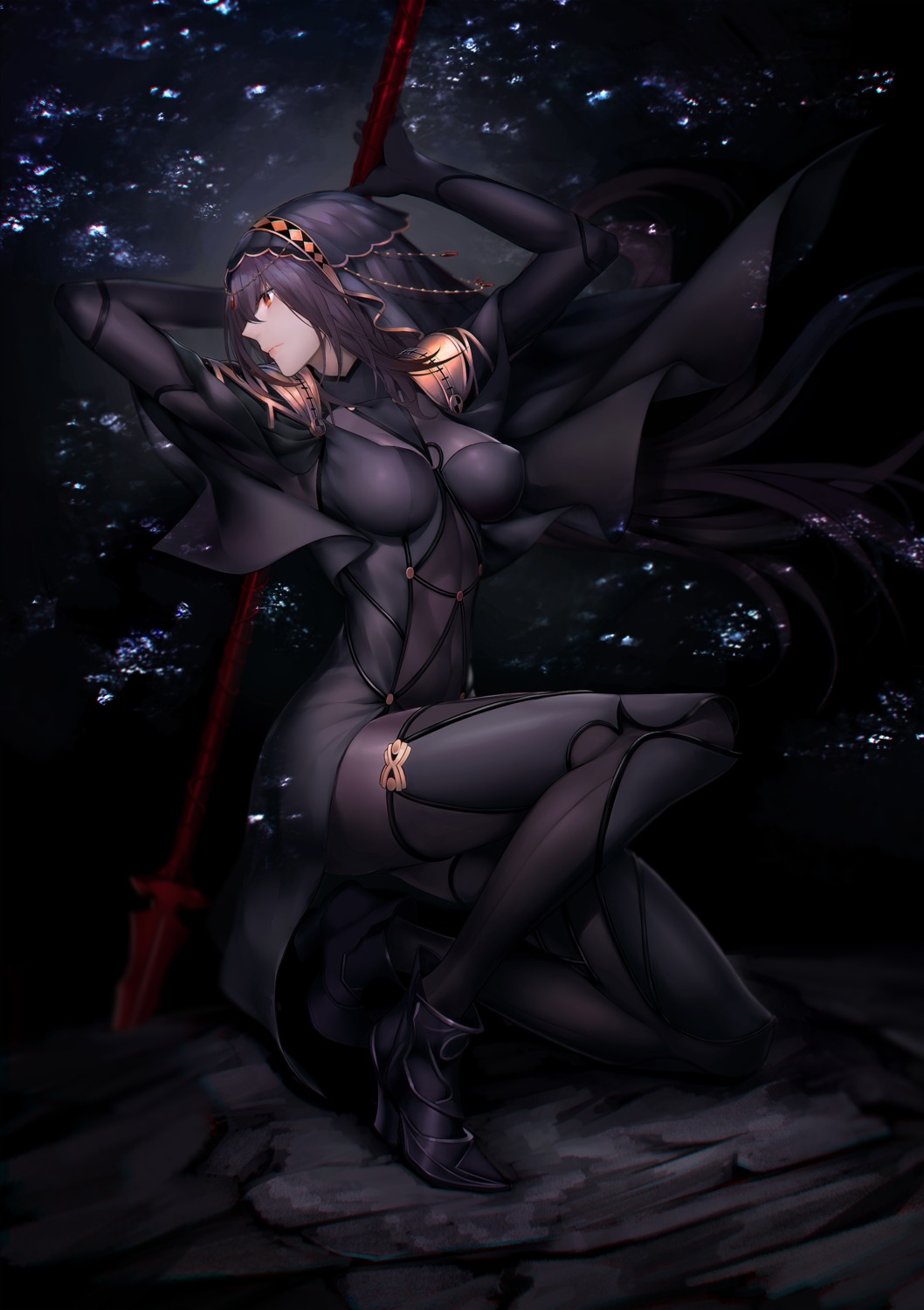 bodysuit fate/grand_order heels scathach_(fate/grand_order) weapon yagitome87