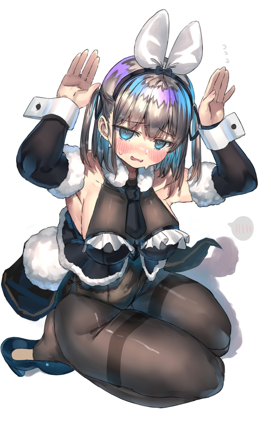 animal_ears bunny_ears bunny_girl heels maid no_bra pantyhose ranf see_through tail