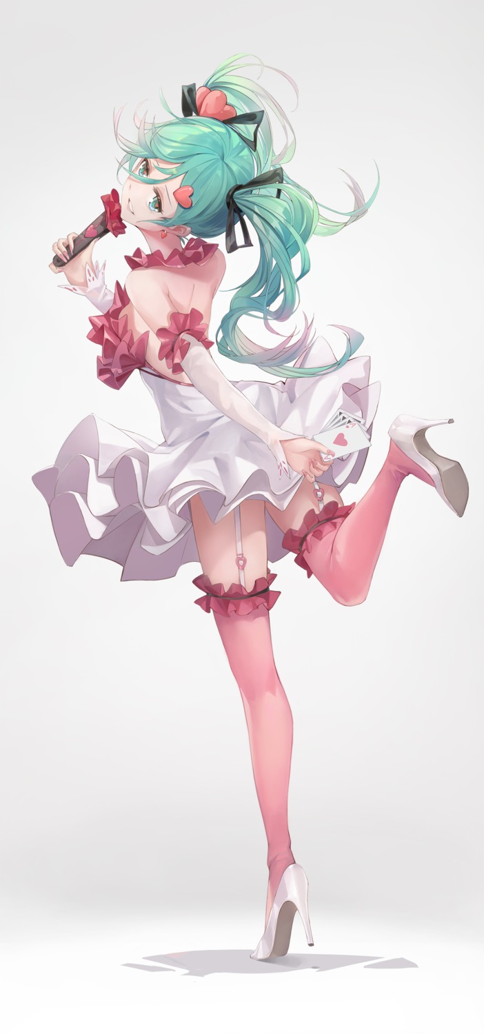 dress hatsune_miku heels no_bra r/h stockings thighhighs vocaloid