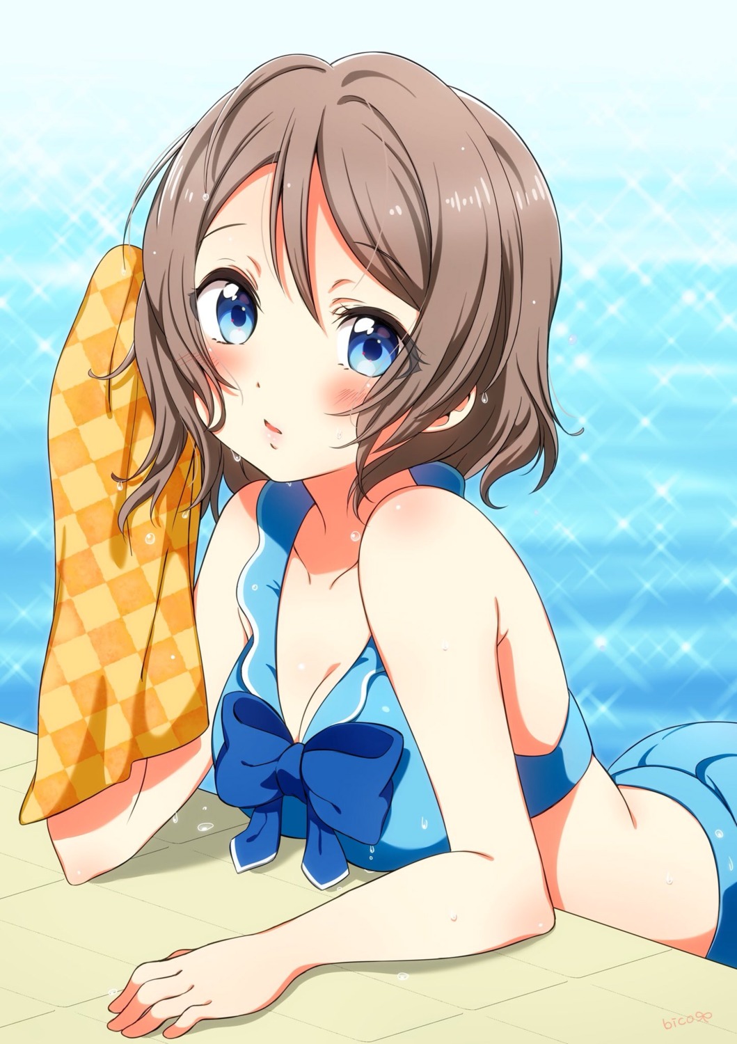 bicoris bikini cleavage love_live!_sunshine!! swimsuits watanabe_you wet