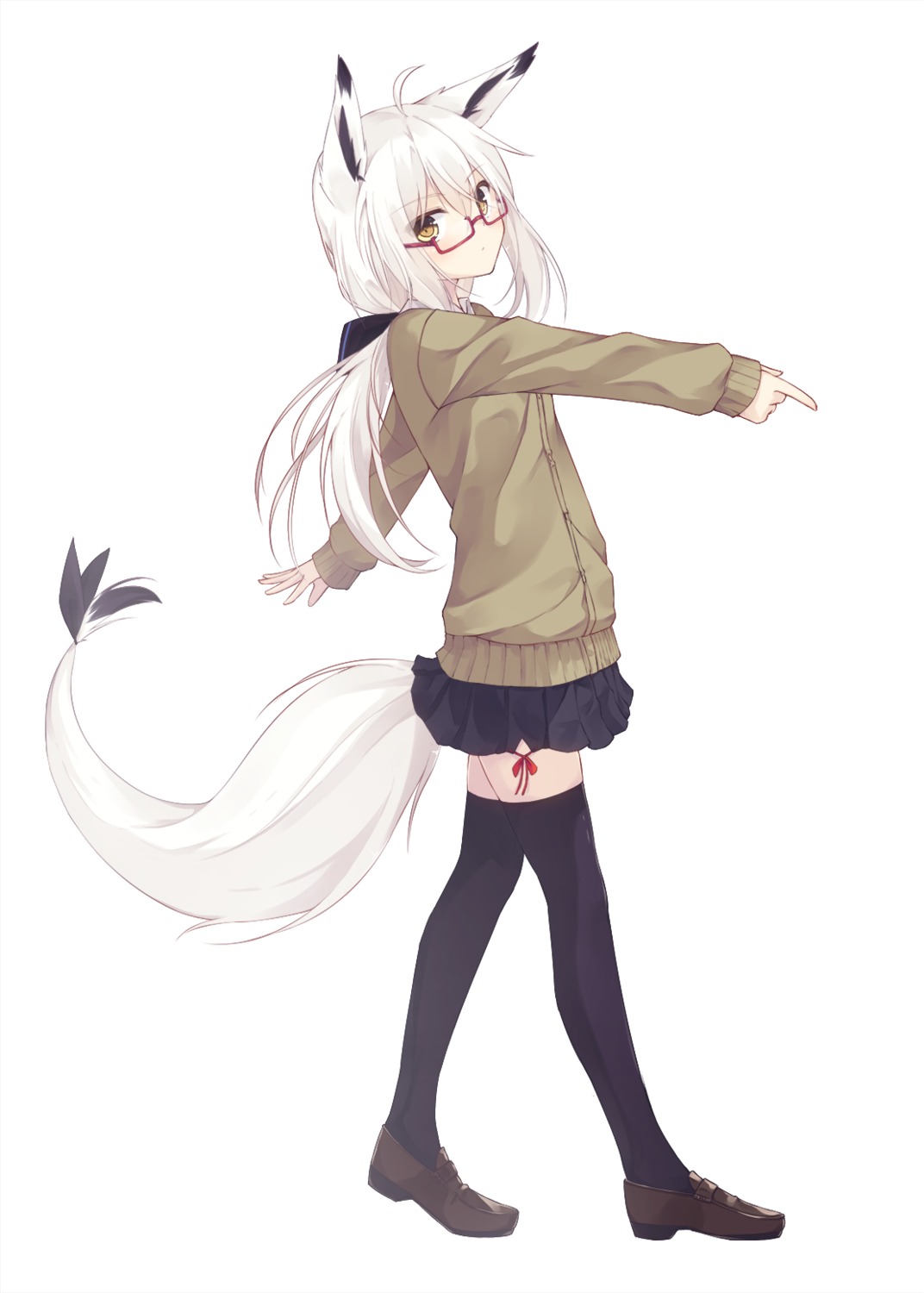 animal_ears idea-chan megane nagishiro_mito seifuku sweater tail thighhighs